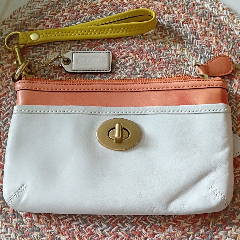 Coach Legacy Color Block  Wristlet/Clutch with Brass Turnlock